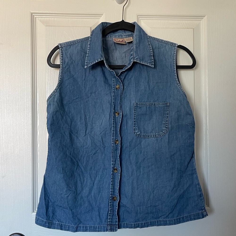 WOOLRICH Vintage Denim Vest Medium Light Wash Jean Retro Western